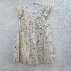 Shabby Chic Yellow and Cream Floral Kids Dress
